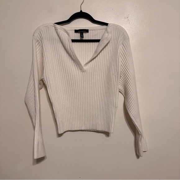 WHBM Ribbed Sweetheart Neck Pullover Sweater White size Large - Picture 4 of 9